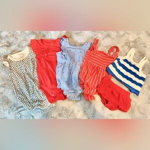 Cat & Jack lot of 5 Outfits and Onesies 6 and 6-9 Months